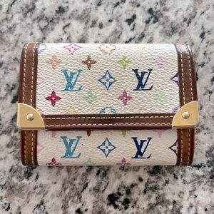Louis Vuitton LV Takashi Murakami Multicolor Monogram Compact Card Holder Wallet